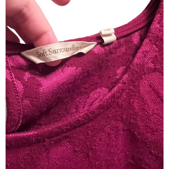 Soft Surroundings Pink Purple Jacquard Pullover Sweater Keyhole Back Shirt 2X - Picture 2 of 7